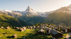 Vue aérienne de Zermatt avec le Cervin