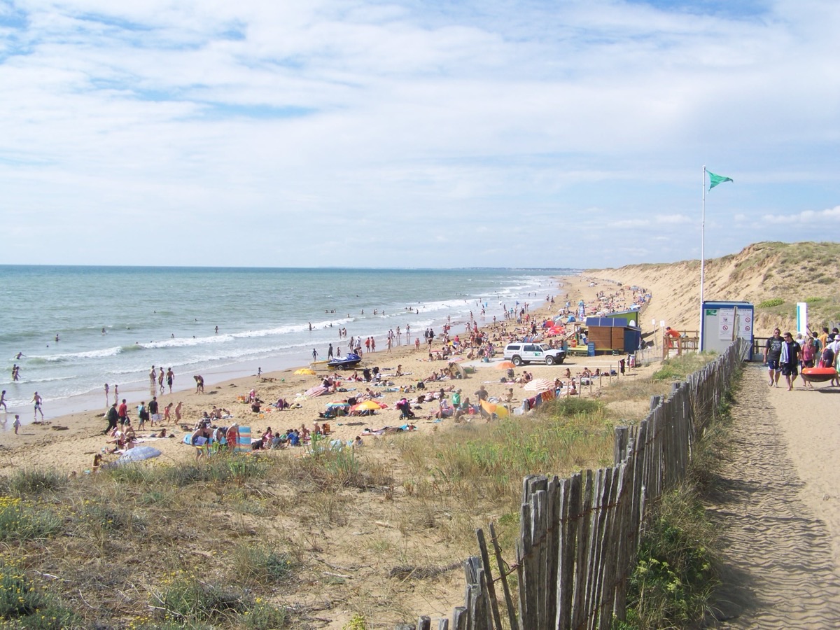Plage de Sauveterre avec ses dunes et la forêt domaniale d'Olonne en arrière-plan