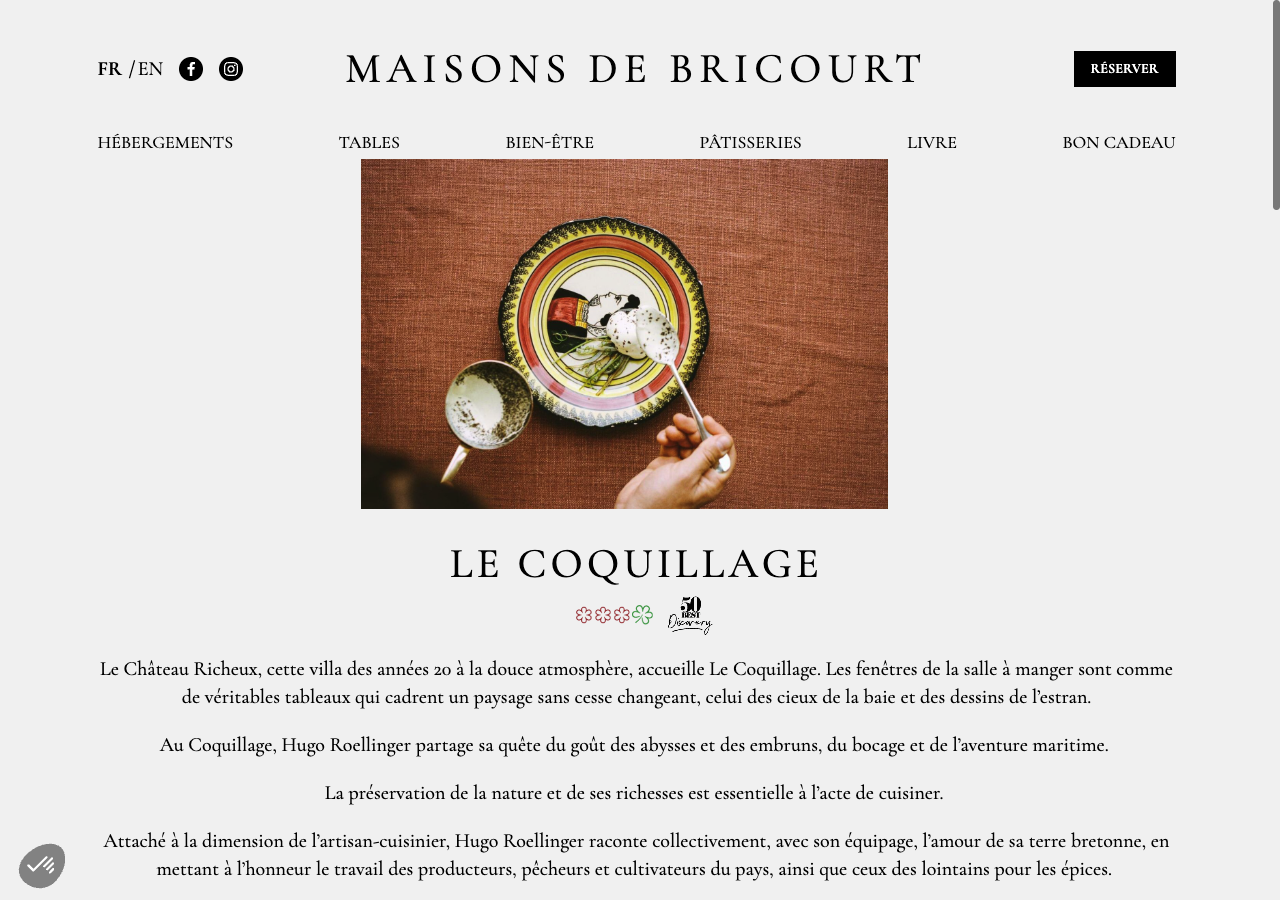 Le Coquillage — Maisons de Bricourt, restaurant 3 étoiles Michelin à Cancale