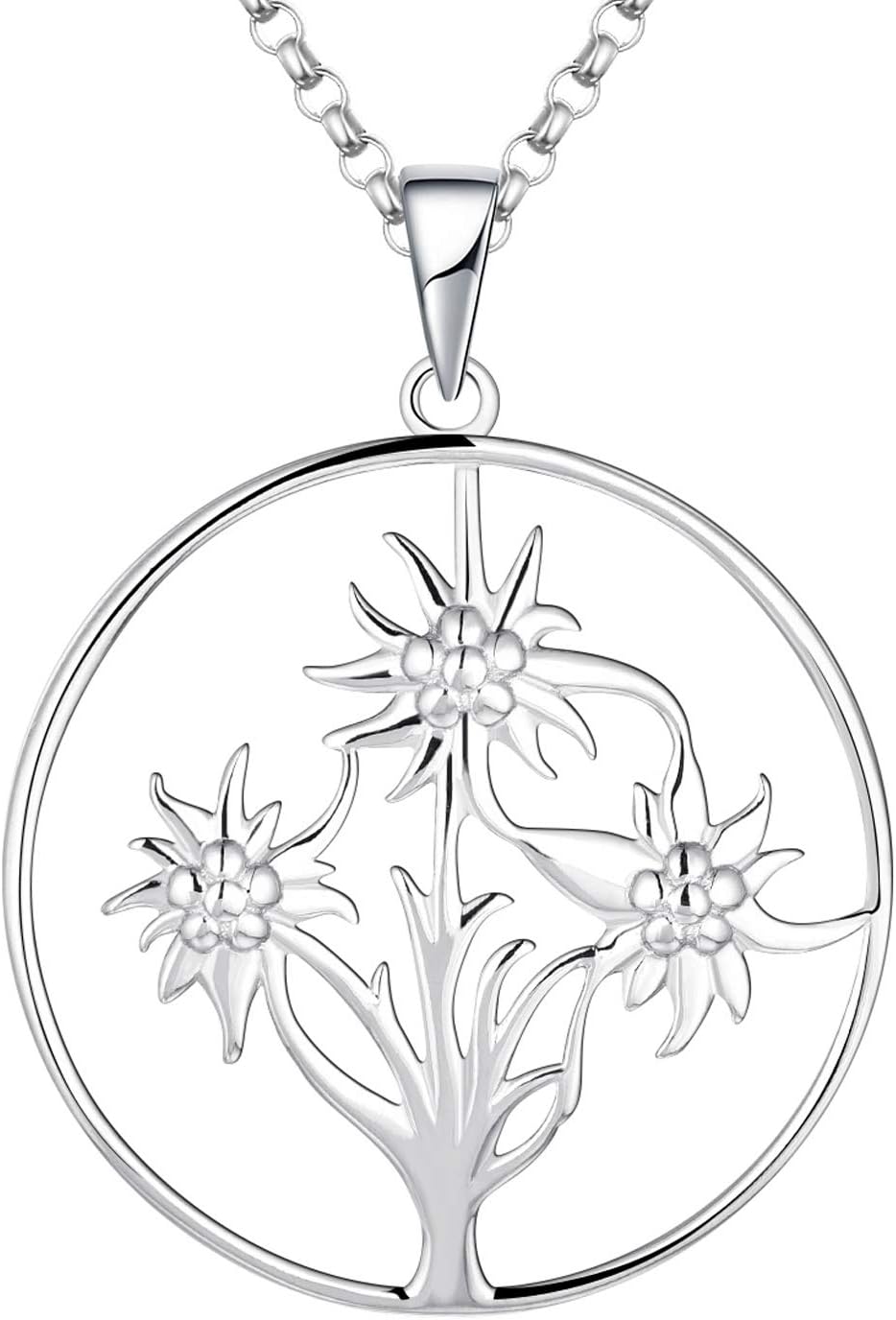Collier Edelweiss Argent 925 - Pendentif Fleur de Vie