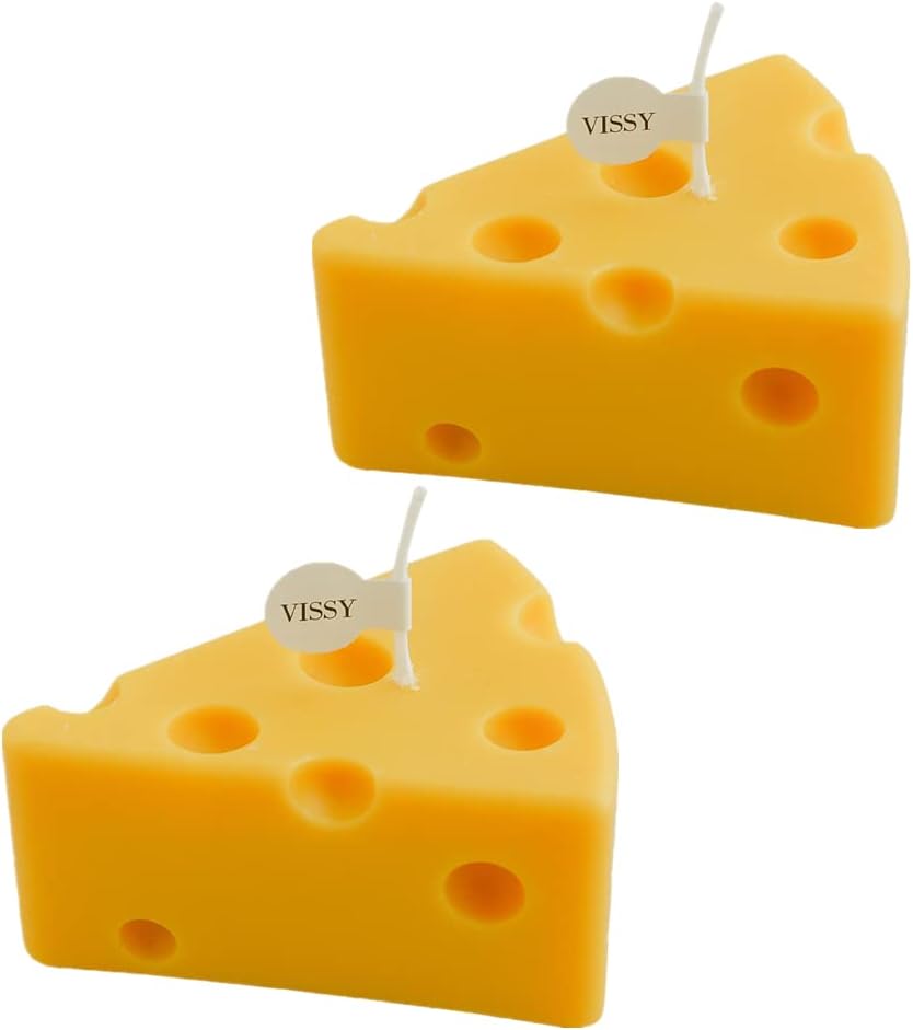 Lot de 2 bougies parfumees en forme de fromage