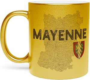 Mug doré céramique Mayenne 53 carte ancienne
