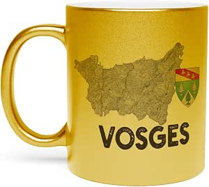 Mug doré en céramique Vosges 88 département Épinal carte ancienne
