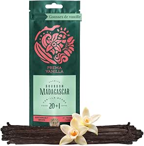 21 gousses de vanille Bourbon bio Grade A Prema