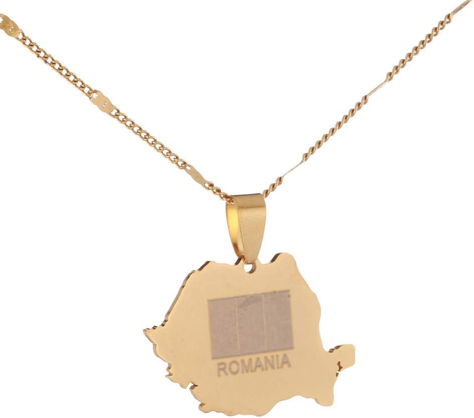 Collier pendentif carte de la Roumanie pour femme